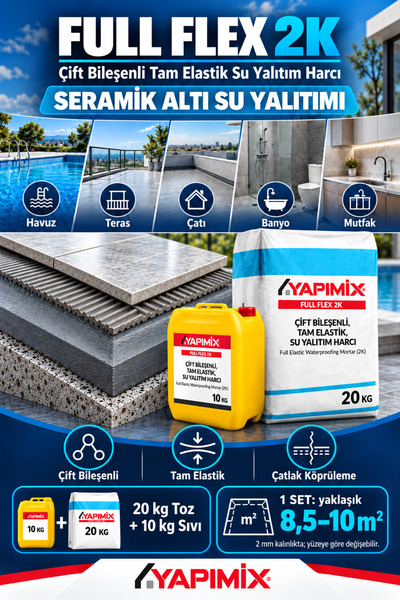 YAPIMİX Tam Elastik 2k (20+10kg) - Çimento Ve Akrilik Bazlı Su Yalıtım Harcı