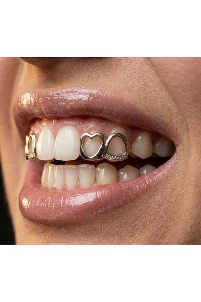Zümrütoyuncakstore Y2k Coquette Gümüş Kalpli Taşlı Tooth Gems Grillz Diş Taşı Aksesuar