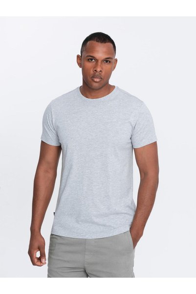 OMBRE Tricou bărbătesc cu guler rotund, croială normală, tricot din bumbac, g...