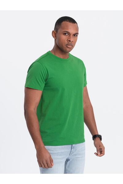 OMBRE Tricou clasic de bumbac BASIC pentru bărbați, verde OM-TSBS-0146