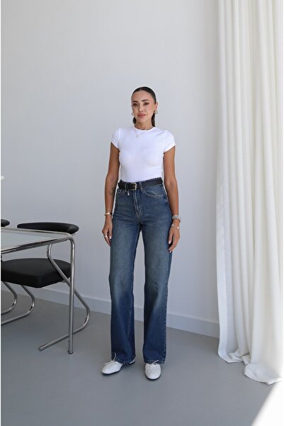 Havoş Mavi Kuzmina Yıkamalı Straight Jean