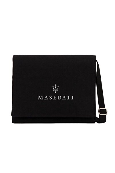 CrowsGate Geantă Messenger din pânză neagră cu logo Maserati