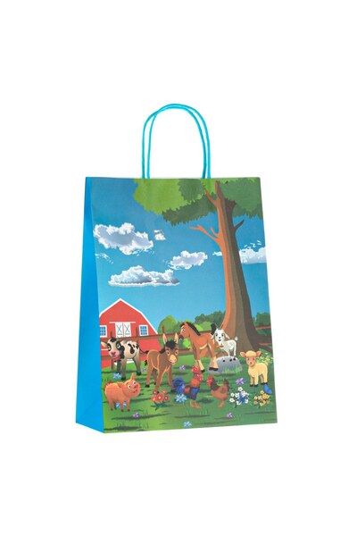 OEM Sacosa Cadou Kraft Colorata Ferma pentru Copii 26x12x35cm - Pungi Tip, Pr...