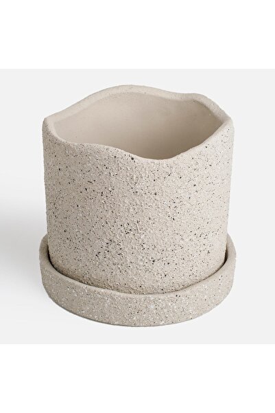 OEM Masca Ghiveci Flori Ceramica cu Farfurie Ø12,6x10,9cm - 0,6L