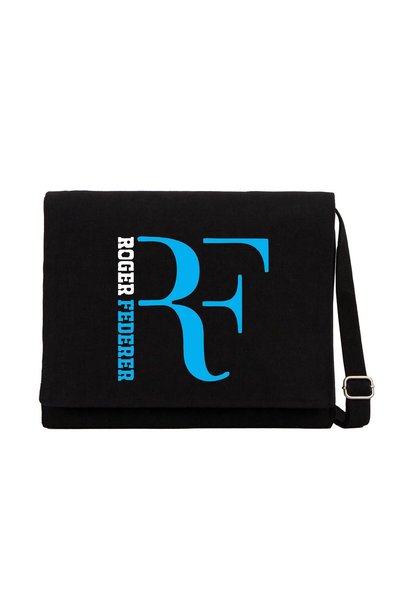 CrowsGate Geantă Messenger din pânză neagră cu logo-ul Roger F. Blue