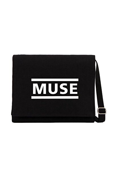 CrowsGate Geantă Messenger din pânză neagră cu logo Muse