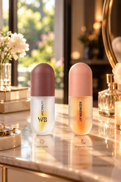 Warda Beauty Night & Day 2 Pack Lip Gloss, Daily Care Moisturizing Lip Treatment & Lip Maximizer for Soft, Fuller-Looking Lips