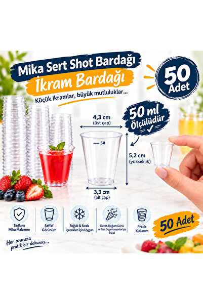 maycup Mika Sert Shot Bardağı Lohusa Şerbet İkram Bardağı Kahve Yanı 50cc 50 ...