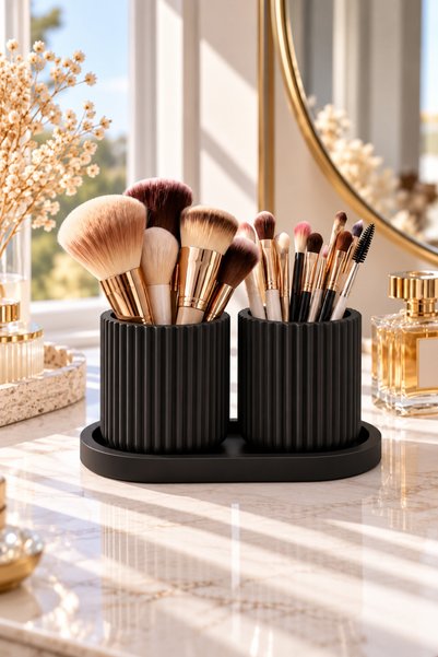 Nevhan Sanat Banyo ve Makyaj Organizer Seti – 4 Parçalı Çizgili Kapaklı Kutu ...