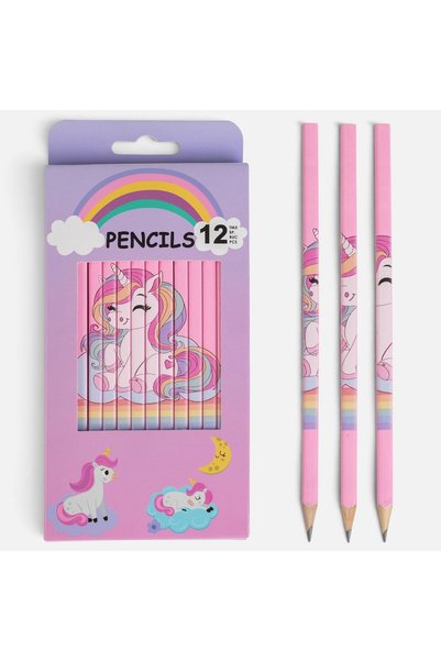 OEM Set Creioane Patrate Unicorn in Cutie - 12buc - Copii Model, Produse Scoala