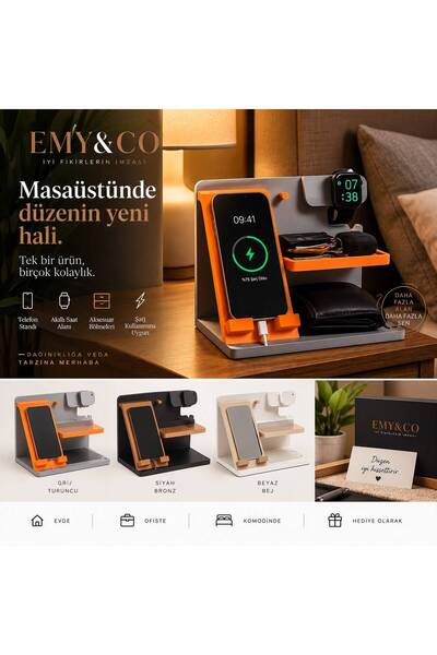 EMYCO. EMY&CO Çok Fonksiyonlu Masaüstü Organizer Telefon Tablet Akıllı Saat A...