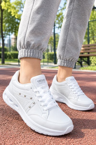 AZE STEP Grijak White Lightweight Daily Walking and Running Sports Shoes for Women