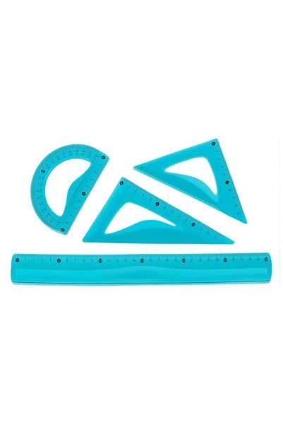 OEM Set geometrie flexibil pentru scoala, 4 piese, rigla 30 cm, echere, rapor...
