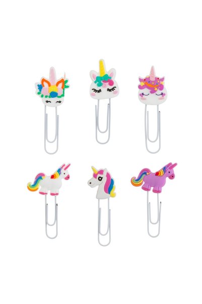 OEM Agrafe Metalice Albe cu Topper Unicorn pentru Copii 7cm - 6buc