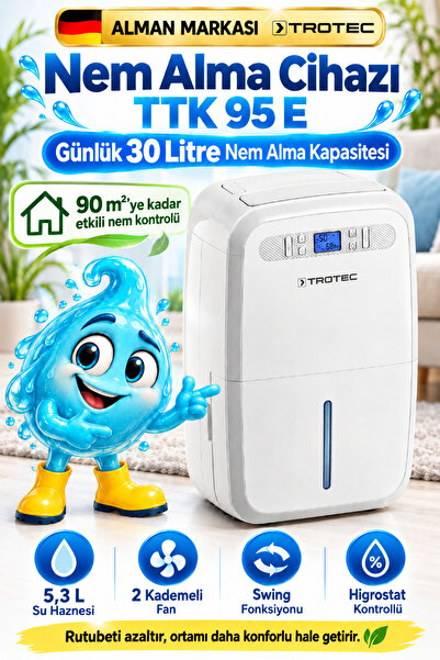 Trotec Nem Alma Cihazı TTK 95 E - Günlük 30 Lt Nem Alma Kapasitesi - Dijital ...