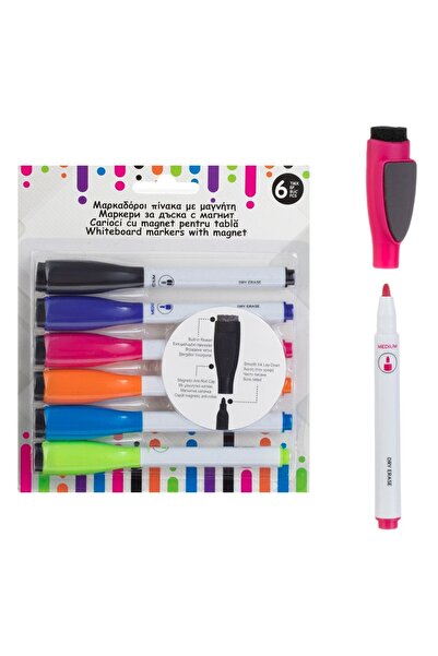 OEM Markere Magnetice Colorate pentru Tabla Alba - 6buc - Marker, Produse Scoala
