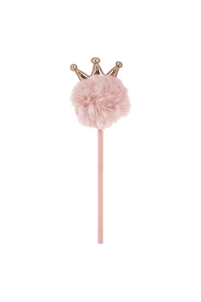 OEM Creion Powder Pink cu Pompon & Coroana 22.5cm - Creioane, Produse Scoala