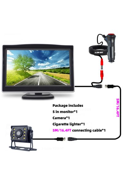 Choice كاميرا خلفية عالمية للسيارة QXNY بدقة 5 ميجابكسل مع شاشة عرض 5 بوصة لل...