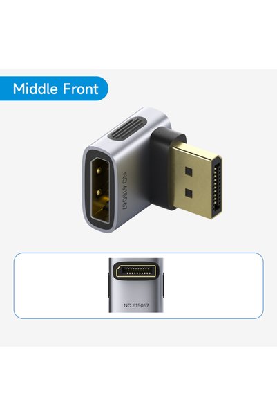 Choice4 محول DisplayPort أمامي وسطي من نوع Hagibis بزاوية 90 درجة، موصل ذكر إ...