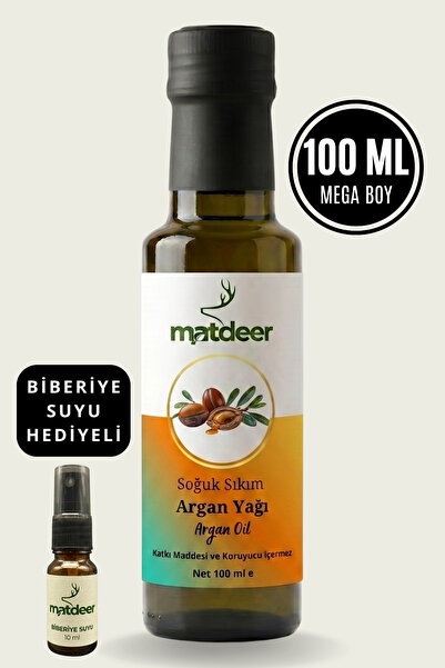 MATDEER 100 مل من زيت الأرغان المعصور على البارد - زيت نقي 100% للعناية بالشع...