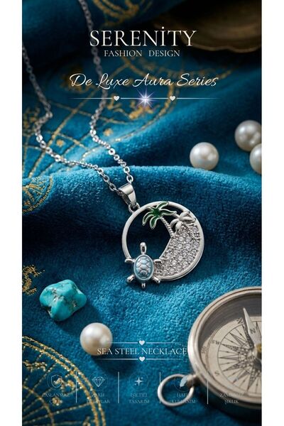 Serenity Sea Coast Figure Steel Necklace