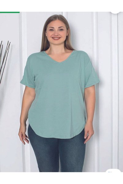 Trendbade Butik Tricou de damă cu decolteu în V Plus Size