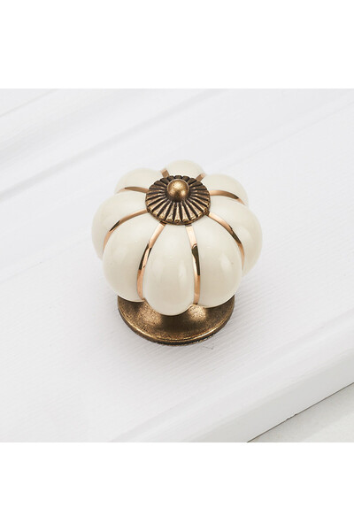 Choice Beige KAK 5pcs/lot Pumpkin Ceramic Handles 40mm Drawer Knobs Cupboard ...