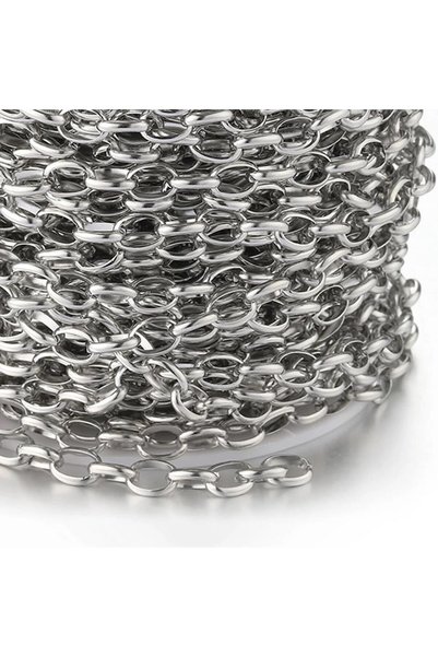 Choice1 1 Meter Steel Color 1 Meter Stainless Steel 7.5mm Oval Chain for DIY ...