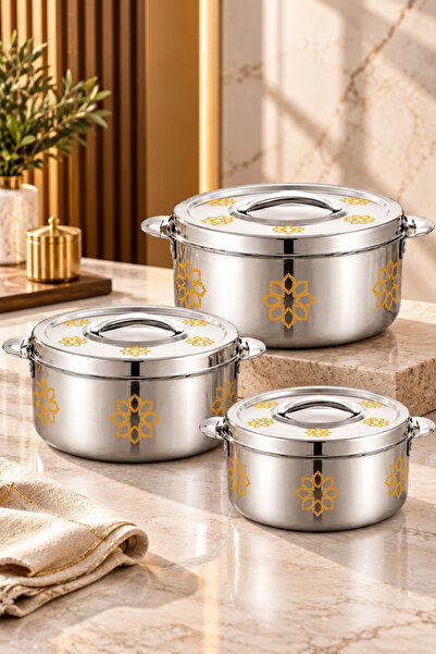 Mirolex Premium 3 Pieces Stainless Steel Insulated Hot Pot Set 1L + 1.5L + 2....