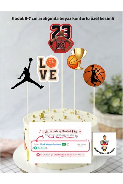 Sinek Kupası Tasarım Basketball Concept Adult Birthday Party Decoration 5 Fig...