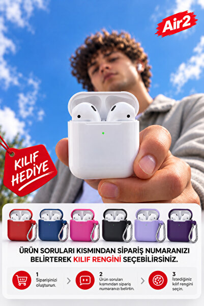Deseja Beyaz 2.nesil Ios Android Uyumlu Kablosuz Bluetooth Kulaklık Kılıf Hediyeli Air2 Kulakiçi