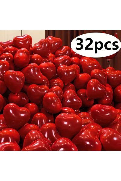 Choice 10 بوصات 32 قطعة بالونات حمراء على شكل قلب، لحفلات أعياد الميلاد، وعيد...