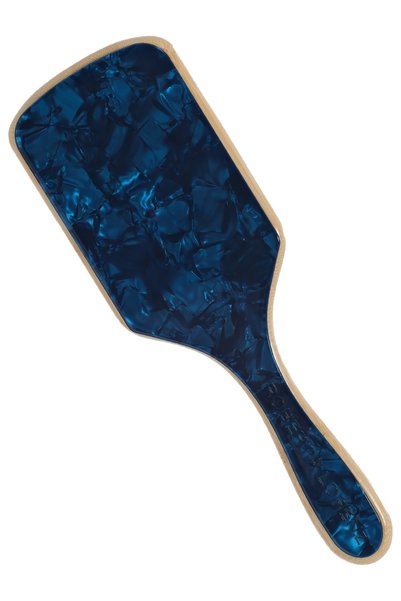 Roberta Lorenz Navy Blue Pearlescent Premium Acetate Bamboo Hair Brush and Co...