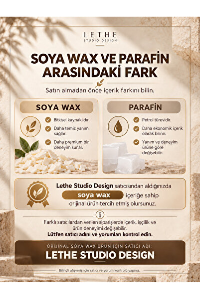 Lethe Design 3’lü Mum Seti-Dekoratif Burgulu İtalyan Şamdan Mumu-Kokulu 3 Adet Soya Wax Lethe Studio
