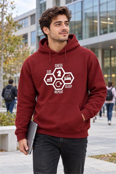 Satranç Medya Eat-chess-sleep-repeat Hoodie
