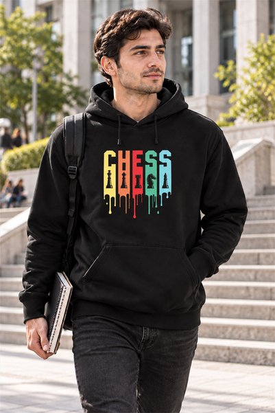 Satranç Medya Unisex Siyah Satranç Hoodie