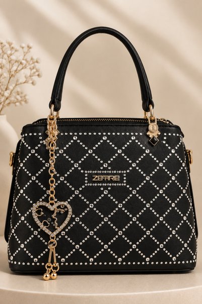 LYRA Bags & Accessories Mini Black Color Silver Sequin Detail Stylish Small S...