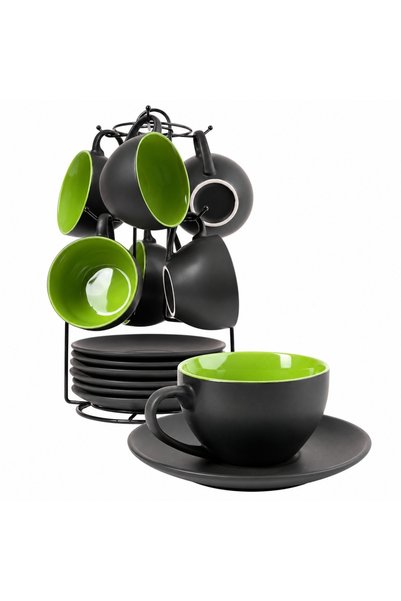 MIAMIO Set of 6 Cappuccino cups with saucer, Le Papillon collection, ceramic,...