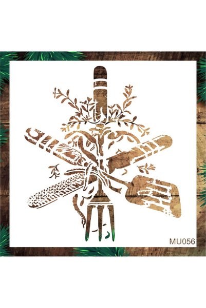 Stencil tasarım Stencil Tasarım Mu056 Servis Gereçleri Duvar Ahşap Cam Boyama...