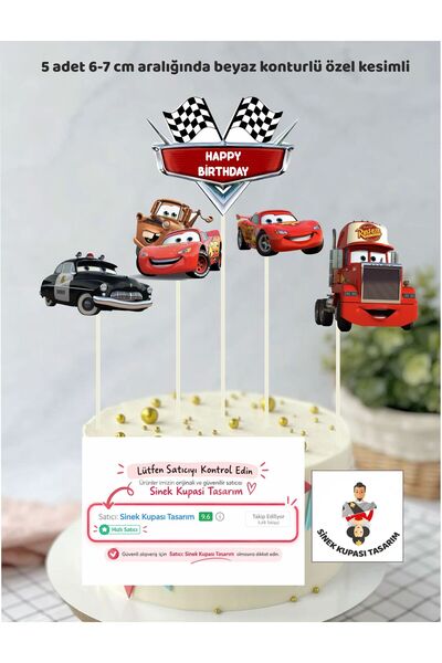 Sinek Kupası Tasarım Lightning Mcqueen Themed 5 Birthday Party Decorations