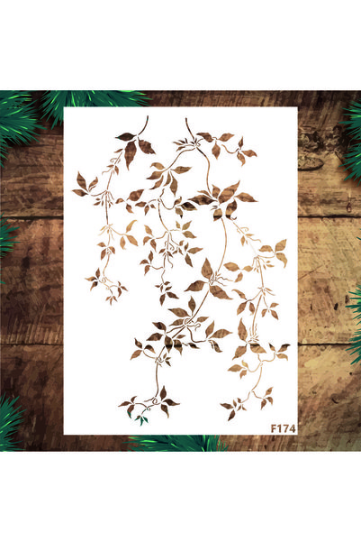 Stencil tasarım Stencil Tasarım F174 Sarmaşık Desen Duvar, Ahşap, Cam ,Kumaş ...