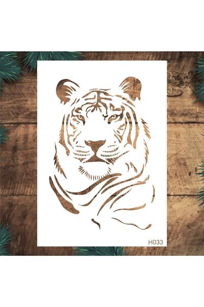 Stencil tasarım Stencil Tasarım H033 Aslan - Dekoratif Duvar, Kumaş, Fayans V...