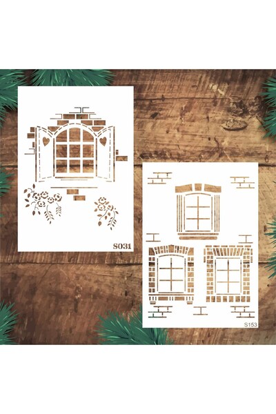 Stencil tasarım 15x20cm İkili stencil seti No:12 - Dekoratif Duvar Ve Eşya Bo...