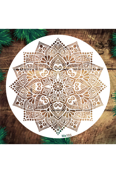 Stencil tasarım Ma105 Mandala Duvar Boyama Şablonu - Dekoratif Duvar Ve Eşya Boyama Şablonları 60x60cm