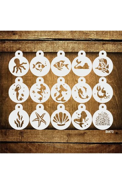 Stencil tasarım Cakes Stencil St473 Deniz Temalı 15 Li Set Pasta,kurabiye, Ke...