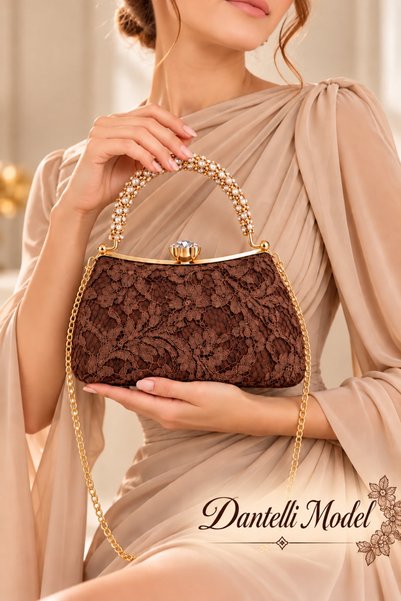 Famels Lace Bag, Brown Evening Dress Bag Stylish and High-Quality Evening Dre...