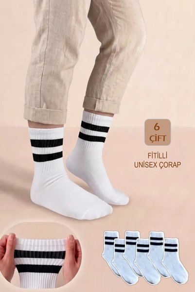 YASYAS 6 Pairs Unisex Adult and Children Tennis College Sports Socks