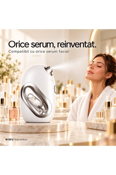 Niru Pulverizator facial pentru serum NanoMist - spray facial portabil cu acu...
