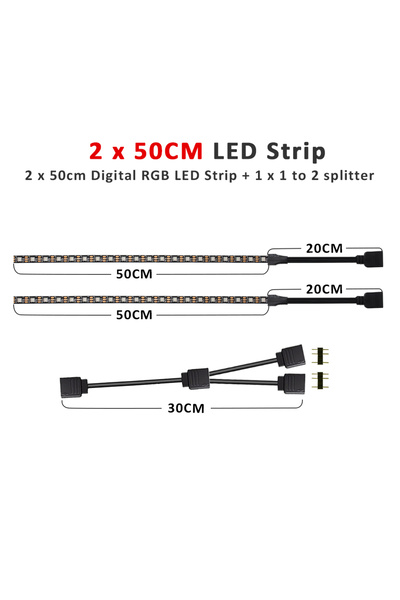 Choice شريطان LED بطول 50 سم، 5 فولت، 3 سنون، شريط إضاءة LED ARGB، WS2812B IC...