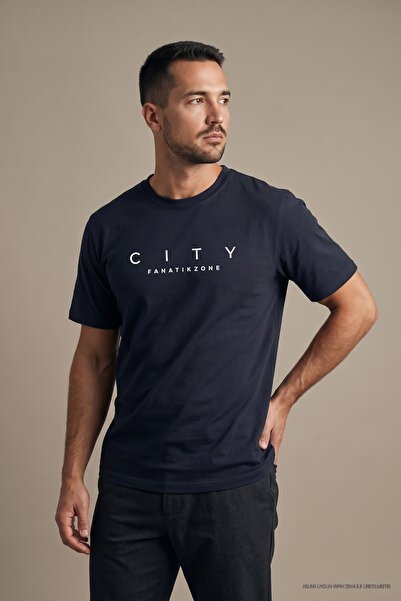 Maccali Tricou pentru bărbați, albastru marin, cu imprimeu City Fanatikzone, ...